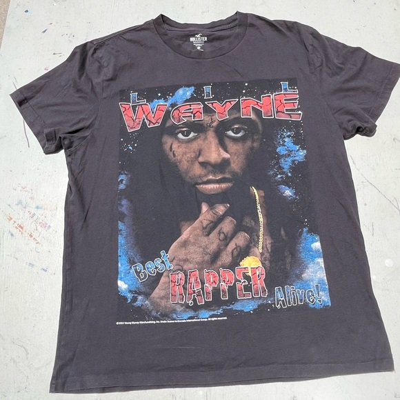 Men's Lil Wayne T-Shirt Black Best Rapper Alive L Rap Hip Hop Y2K Hollister 90s - Picture 1 of 12